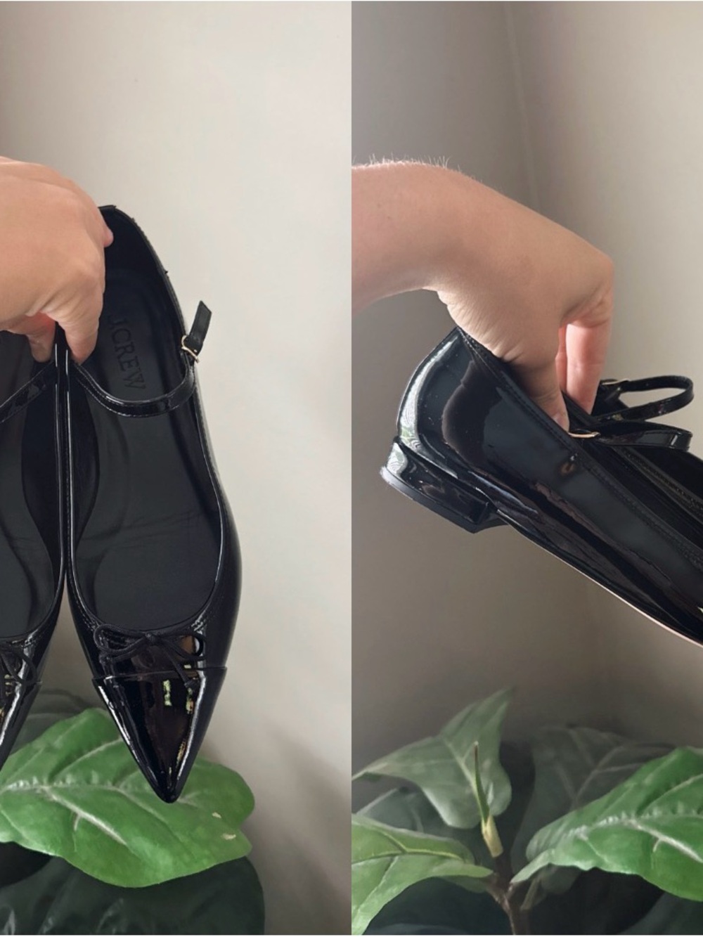J. Crew Black Patent Leather Pointed Mary Jane Flats